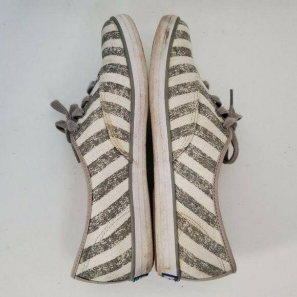Keds Womens Sneakers Shoes Size 7 Striped Gray White Canvas Athletic Comfort - Picture 9 of 11